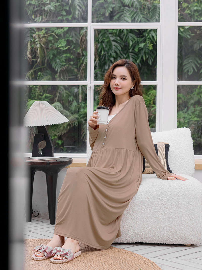 棠棠媽咪孕婦裝,莫代爾棉,哺乳洋裝,居家服